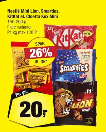 Calle Nestlé Mini Lion, Smarties, KitKat el. Cloetta Kex Mini tilbud