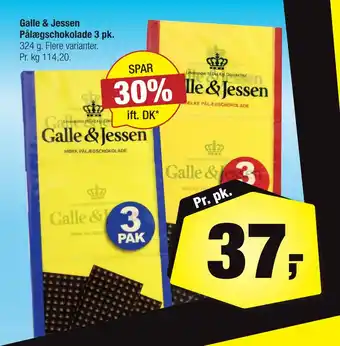 Calle Galle & Jessen Pålægschokolade 3 pk tilbud