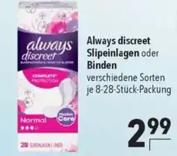 Citti Always discreet slipeinlagen oder binden tilbud