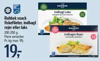 Føtex Rahbek snack fiskefileter, indbagt rejer eller laks tilbud