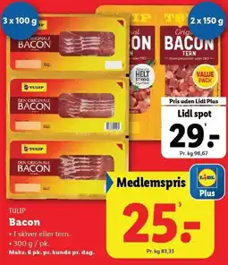 Lidl Tulip bacon 300 g tilbud