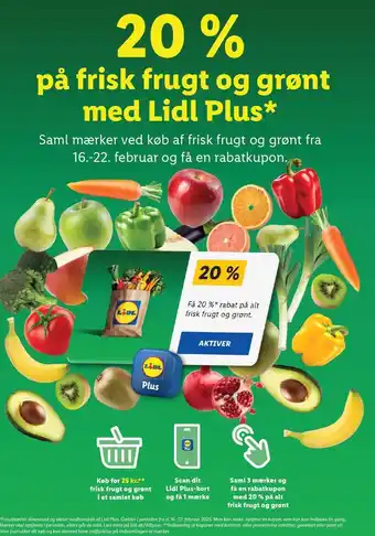 Lidl 20% på frisk frugt og grønt med Lidl Plus tilbud