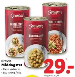 Lidl BEAUVAIS Middagsret 550-570 g tilbud