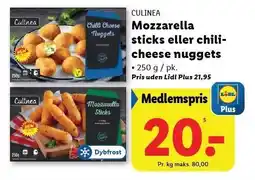 Lidl Mozzarella sticks eller chilicheese nuggets 250 g tilbud