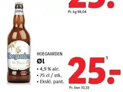 Lidl HOEGAARDEN Øl 75 cl tilbud