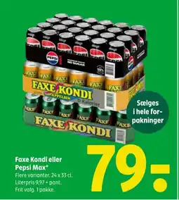 Coop 365 Faxe Kondi eller Pepsi Max tilbud