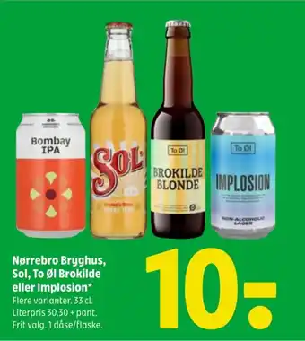 Coop 365 Nørrebro Bryghus, Sol, To Øl Brokilde eller Implosion tilbud