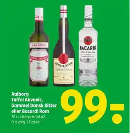 Coop 365 Aalborg Taffel Akvavit, Gammel Dansk Bitter eller Bacardi Rom tilbud