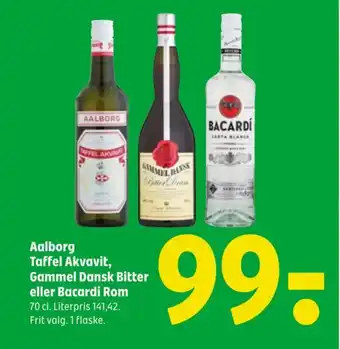 Coop 365 Aalborg Taffel Akvavit, Gammel Dansk Bitter eller Bacardi Rom tilbud