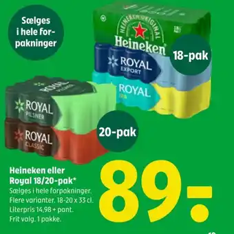 Coop 365 HEINEKEN eller Royal 18/20-pak tilbud