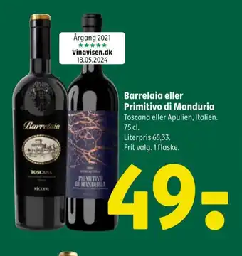 Coop 365 Barrelaia eller Primitivo di Manduria tilbud