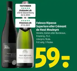 Coop 365 Falasco Ripasso Superiore eller Crémant de Haut Mouleyre tilbud