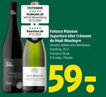 Coop 365 Falasco Ripasso Superiore eller Crémant de Haut Mouleyre tilbud