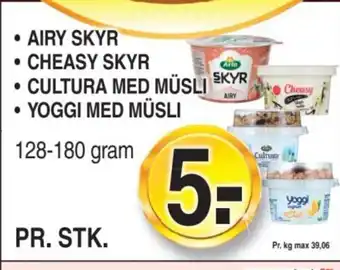 ABC Lavpris Airy skyr • Cheasy skyr • Cultura med müsli • Yoggi med müsli tilbud