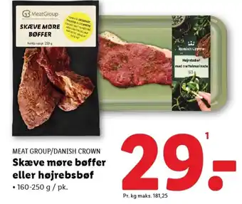 Lidl MEAT GROUP/DANISH CROWN Skæve møre bøffer eller højrebsbøf tilbud