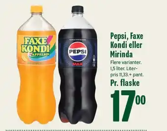 Min Købmand PEPSI , FAXE KONDI eller MIRINDA tilbud