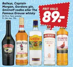 Bilka Baileys, Captain Morgan, Gordons gin, Smirnoff vodka eller The Famous Grouse whisky tilbud