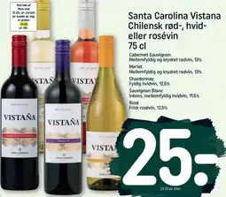 REMA 1000 Santa Carolina Vistana Chilensk rød-, hvid- eller rosévin 75 cl tilbud