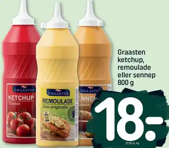 REMA 1000 Graasten ketchup remoulade eller sennep 800 g tilbud