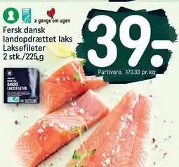 REMA 1000 Fersk dansk landopdrættet laks Laksefileter 2 stk./225 g tilbud