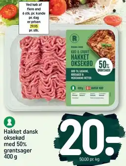 REMA 1000 Hakket oksekød med 50 % grøntsager 400 g tilbud