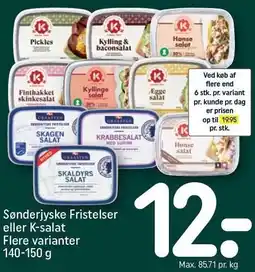 REMA 1000 Sønderjyske Fristelser eller K-salat Flere varianter 140-150 g tilbud