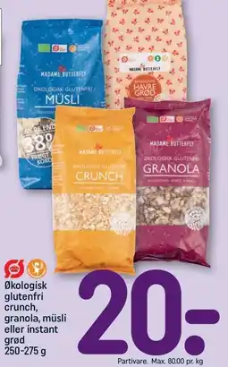 REMA 1000 Økologisk glutenfri crunch, granola, müsli eller instant grød tilbud