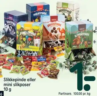 REMA 1000 Slikkepinde eller mini slikposer 10 g tilbud