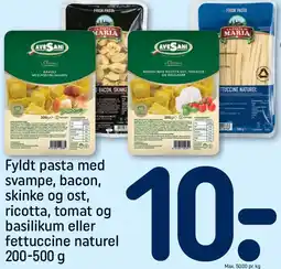 REMA 1000 Fyldt pasta med bacon, skinke og ost, ricotta, tomat og basilikum eller fettuccine naturel 200-500 g tilbud