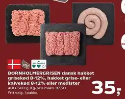 Kvickly BORNHOLMERGRISEN dansk hakket grisekød 8-12%, hakket grise- eller kalvekød 8-12% eller medister tilbud