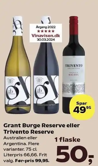 Kvickly Grant Burge Reserve eller Trivento Reserve tilbud