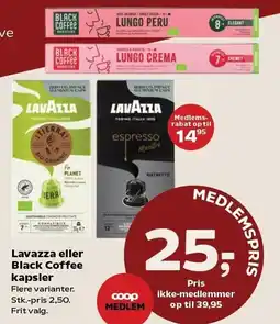 Kvickly Lavazza eller Black Coffee kapsler tilbud