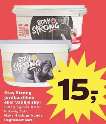 Kvickly Stay Strong Jordbær/lime eller vanilje skyr tilbud