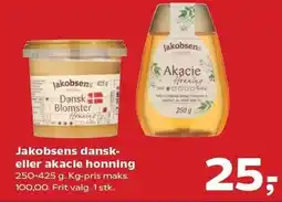 Kvickly Jakobsens dansk- eller akacie honning tilbud