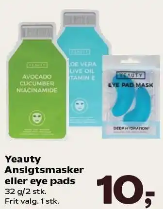 Kvickly Yeauty Ansigtsmasker eller eye pads tilbud