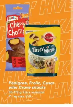 Bilka Pedigree, Frolic, Cesar eller Crave snacks tilbud