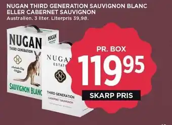 MENY NUGAN THIRD GENERATION SAUVIGNON BLANC ELLER CABERNET SAUVIGNON tilbud