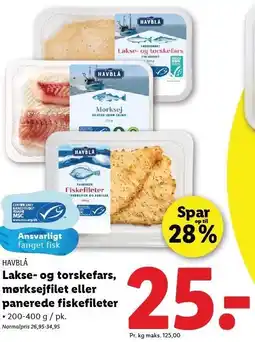 Lidl Lakse- og torskefars, mørksejfilet eller panerede fiskefileter tilbud