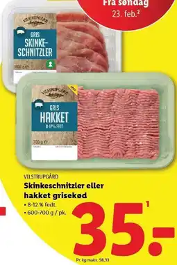 Lidl Skinkeschnitzler eller hakket grisekød tilbud