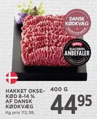 MENY HAKKET OKSEKØD 8-14% AF DANSK KØDKVÆG tilbud