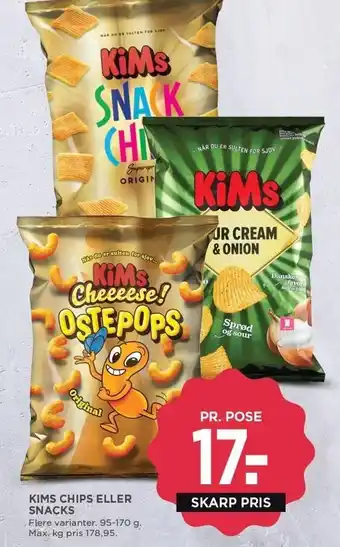 MENY KIMS CHIPS ELLER SNACKS tilbud