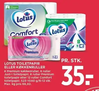 MENY LOTUS TOILETPAPIR ELLER KØKKENRULLER tilbud