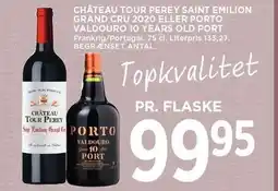 MENY CHÂTEAU TOUR PEREY SAINT EMILION GRNAD CRU 2020 ELLER PORTO VALDOURO 10 YEARS OLD PORT tilbud