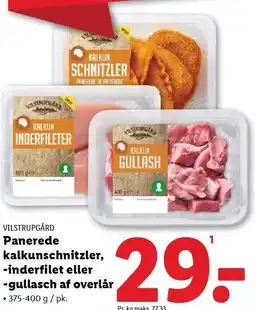 Lidl Panerede kalkunschnitzler, -inderfilet eller -gullasch af overlår tilbud