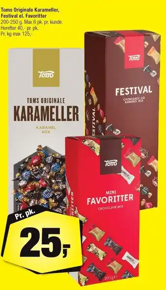 Calle Toms Originale Karameller, Festival el. Favoritter 200-250 g tilbud