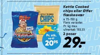 Bilka Kettle Cooked chips eller Offer flæskesvær tilbud