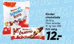 Bilka KINDER chokolade tilbud