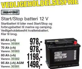 Harald Nyborg Start/Stop batteri 12V tilbud