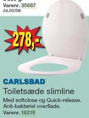 Harald Nyborg CARLSBAD Toiletsæde slimline tilbud