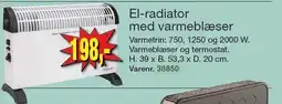 Harald Nyborg El-radiator med varmeblæser tilbud